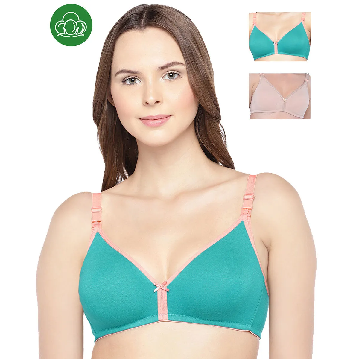 Inner Sense Organic Cotton Antimicrobial Nursing Bra Pack of 3 - Multi-Color