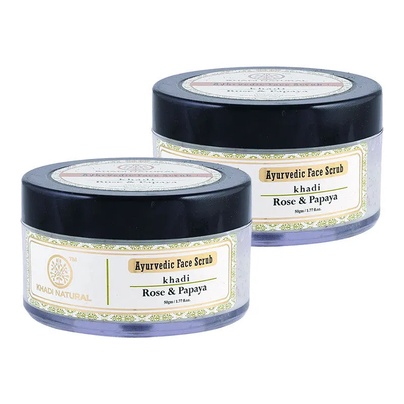 Khadi Natural Face Scrub Rose & Papaya - Pack of 2