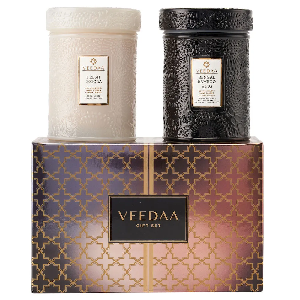 Veedaa Candles Mandala Glass Duo Gift Set Style 1