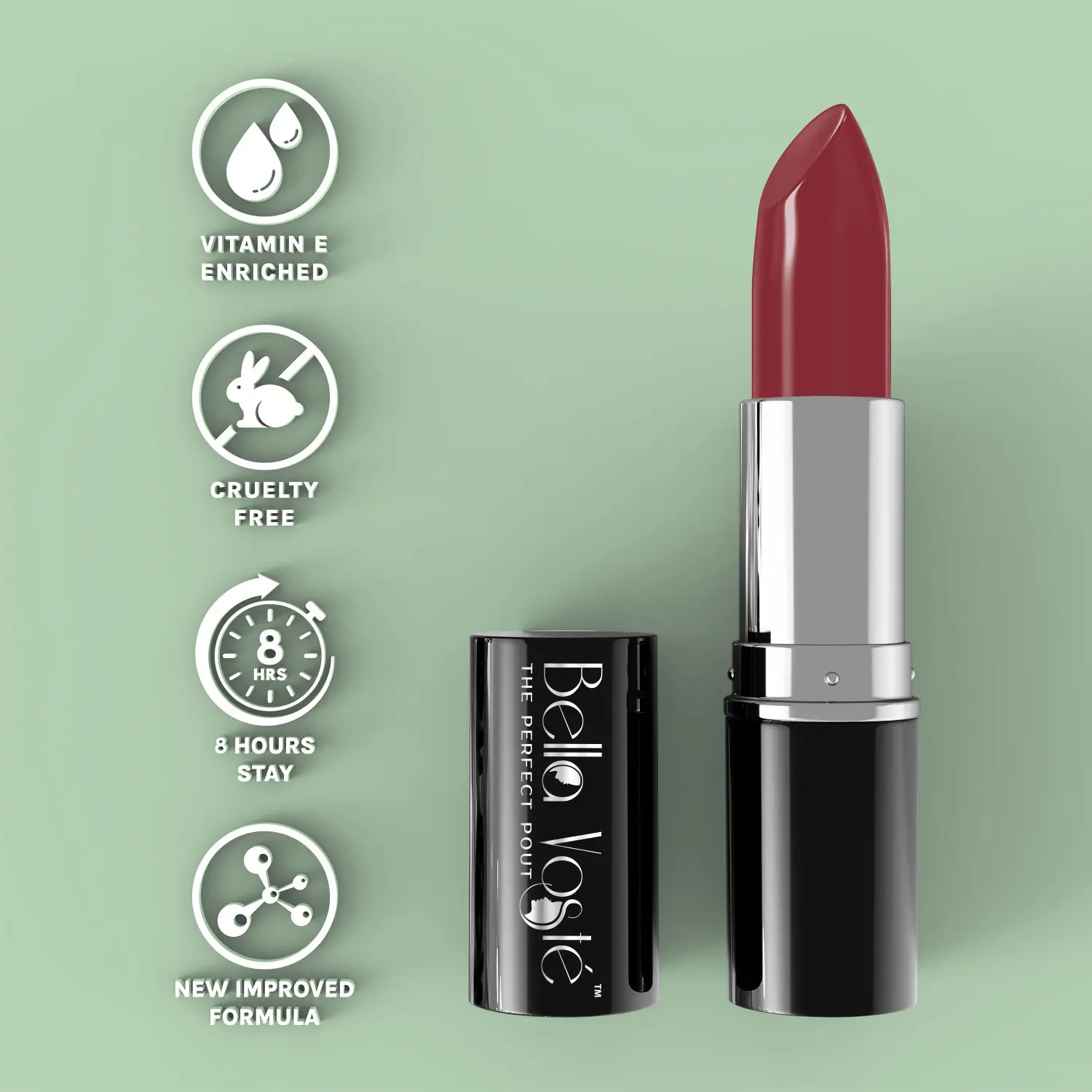 Bella Voste Sheer Creme Lust Lipstick Peachy Punch 23 (4.2 g) I Satin Finish I Cruelty Free I Long Lasting Improved Formula I One Stroke Aplication I Highly Pigmented