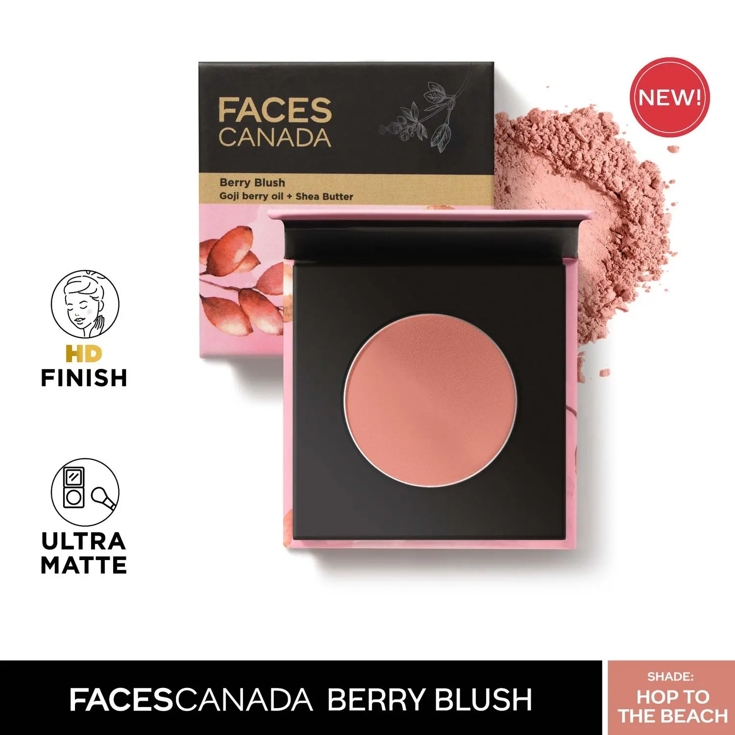 Faces Canada Berry Blush | Sun kissed orange | Mattifying & Long Lasting| Lightweight| Hop to the beach Core Range Coral Core Range