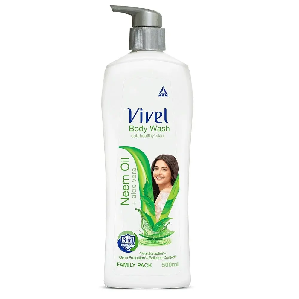 VIVEL Body Wash, Neem Oil & Aloe Vera Body Wash, 500ml Pump