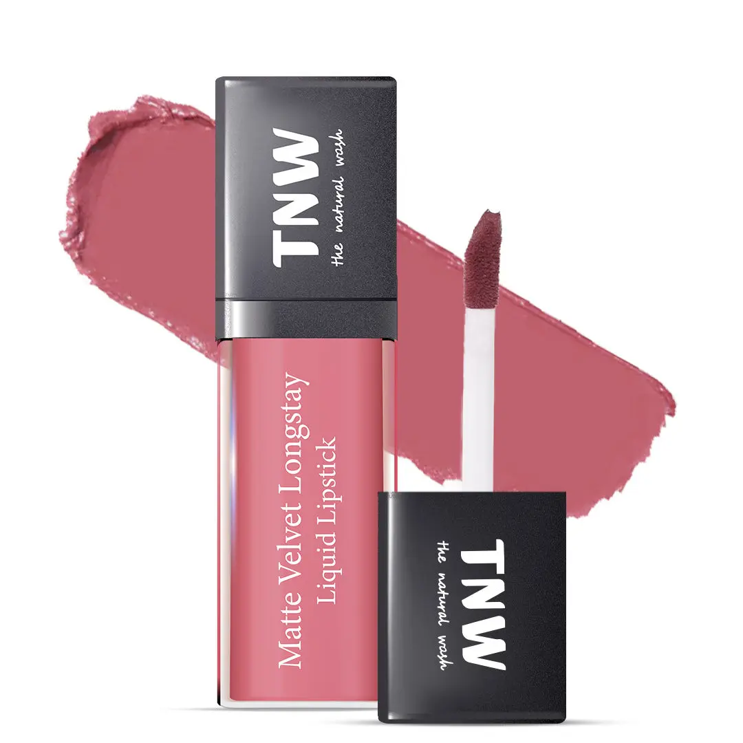 TNW -The Natural Wash Matte Velvet Longstay Liquid Lipstick with Macadamia Oil and Argan Oil | Transferproof | Pigmented | Pinktastic | Pink