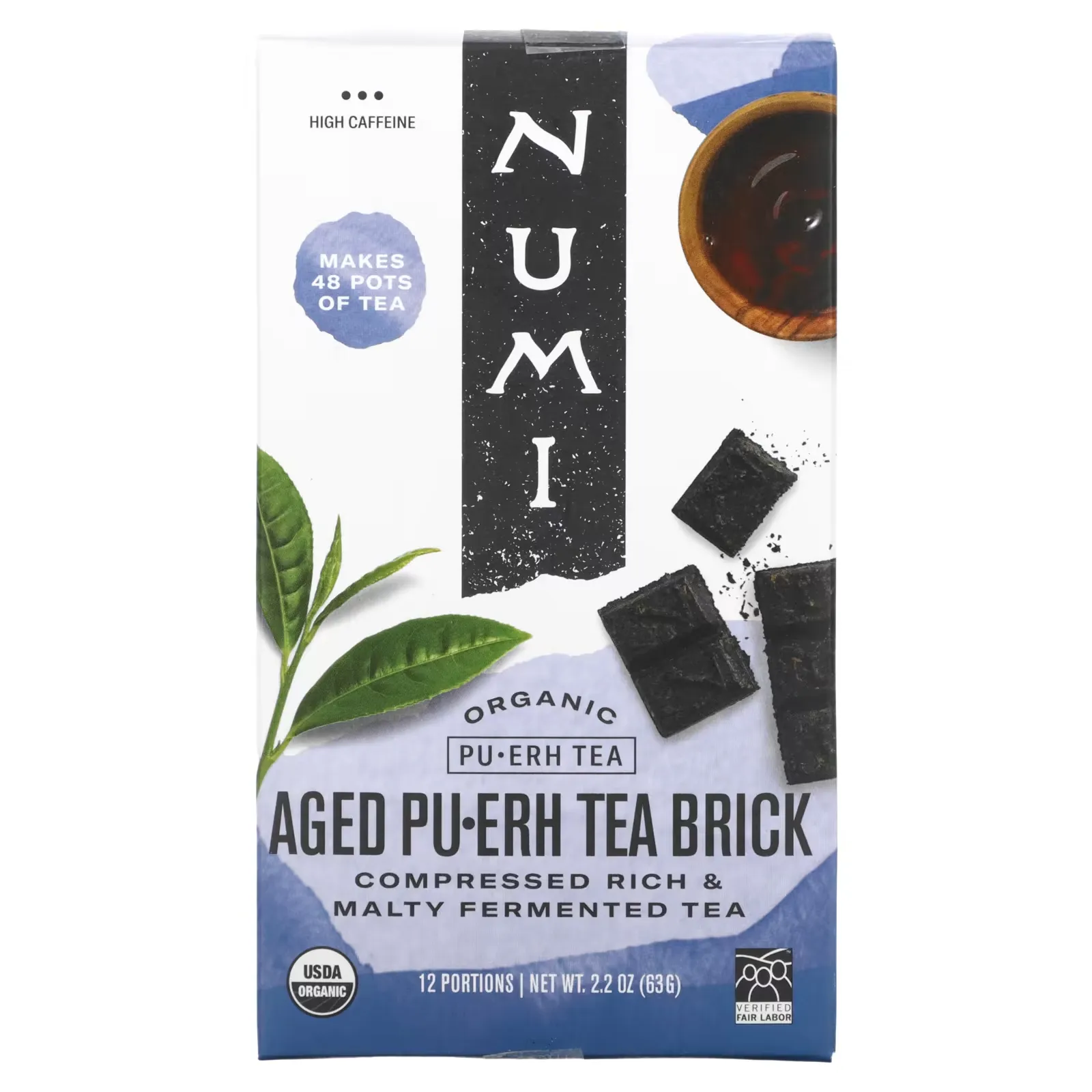 Organic Pu-Erh Tea, Aged Pu-Erh Tea Brick, 2.2 oz (63 g)