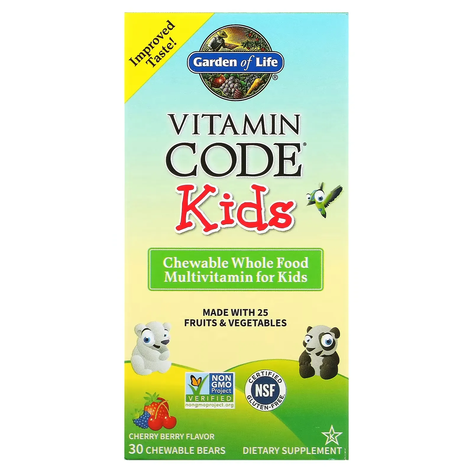 Vitamin Code, Kids, Chewable Whole Food Multivitamin, Cherry Berry, 30 Chewable Bears