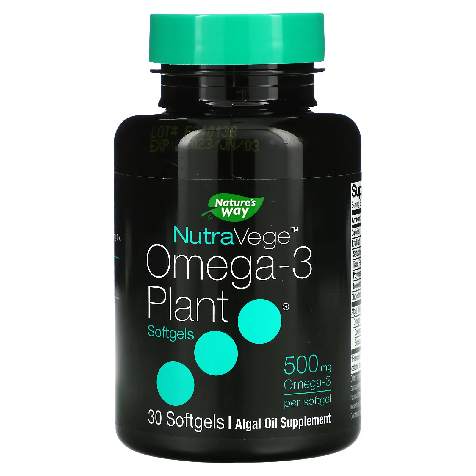 NutraVege, Omega-3 Plant, 500 mg, 30 Softgels