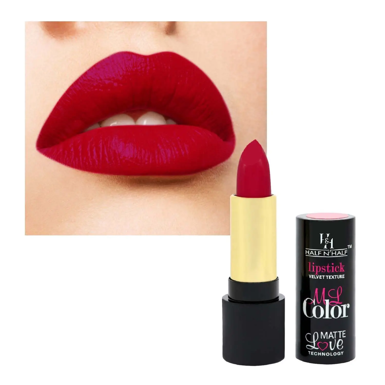 Half N Half Velvet Matte Texture Lipstick My Colour, Metallic-Maroon (3.8gm)