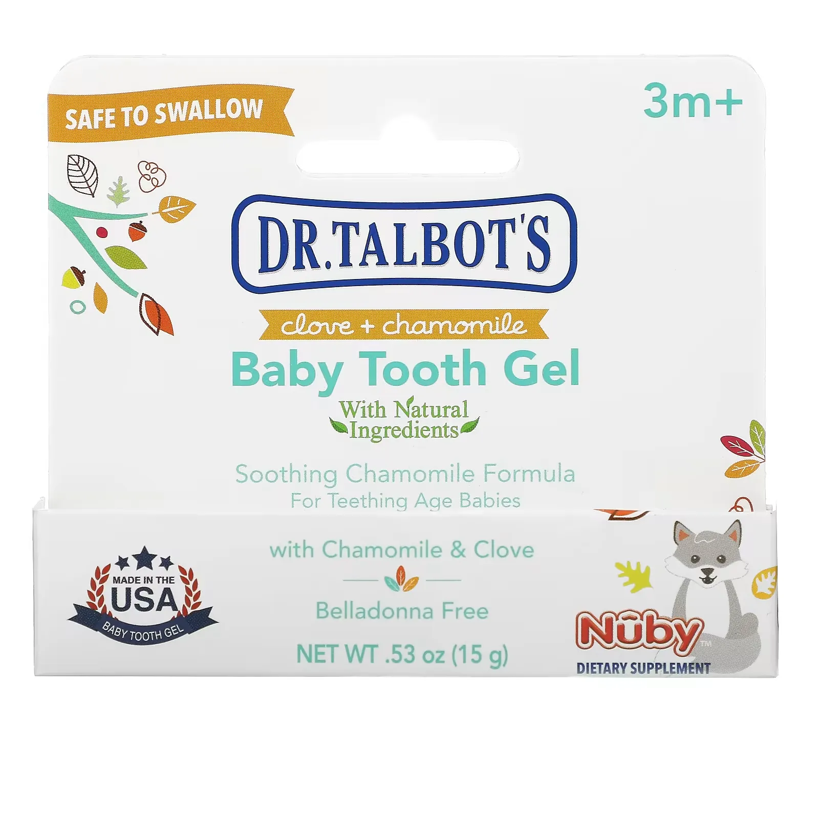 Baby Tooth Gel, Clove + Chamomile, 3 m+, 0.53 oz (15 g)