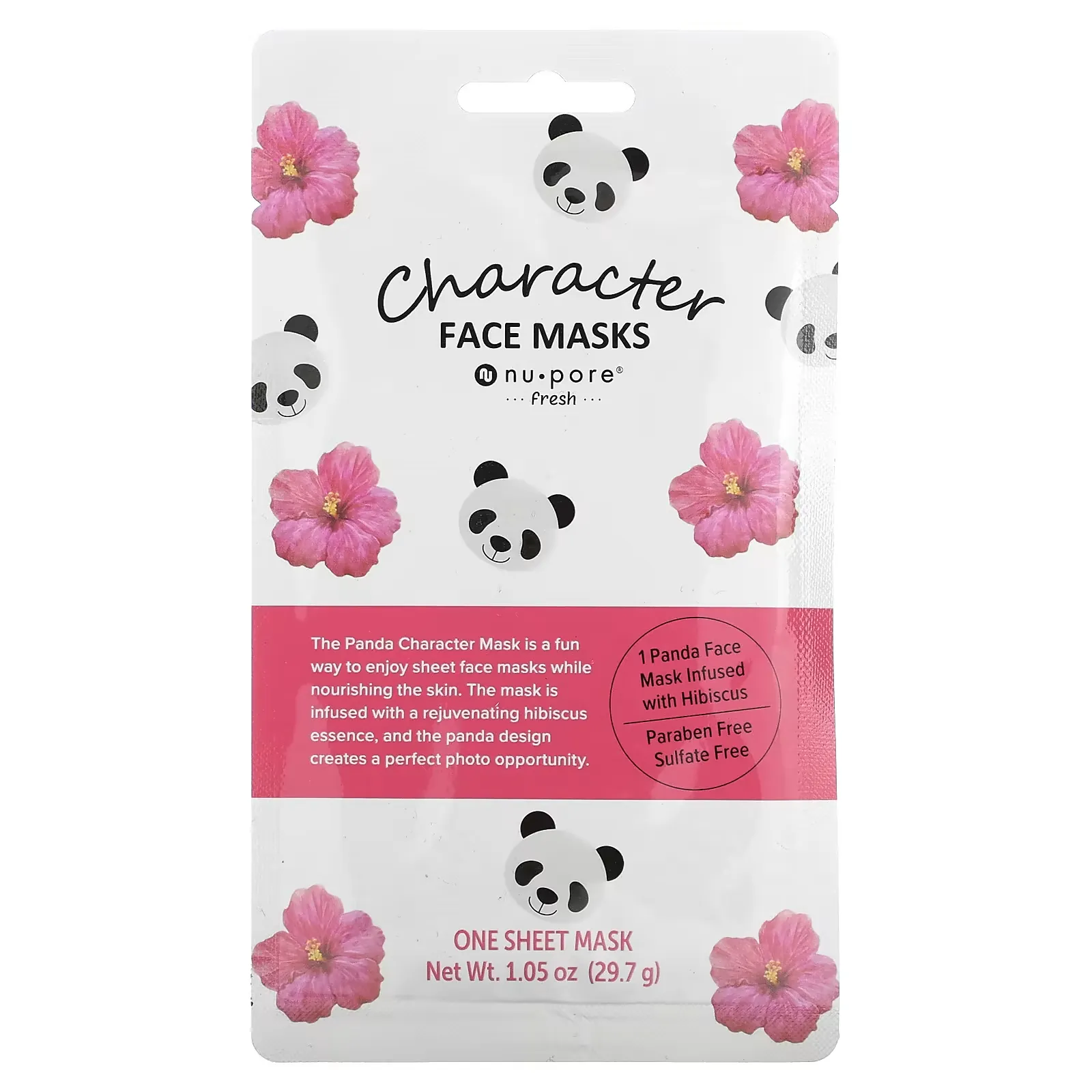 Character Beauty Face Mask, Panda, Hibiscus, 1 Sheet, 1.05 oz (29.7 g)