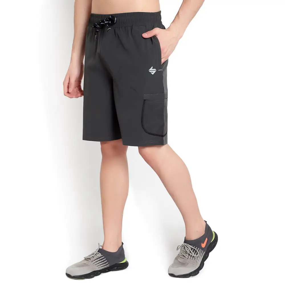 John Ally Dry-Fit Gym Workout Shorts with Zipper Pockets & Flap Pockets,  Large  Gunmetal Grey