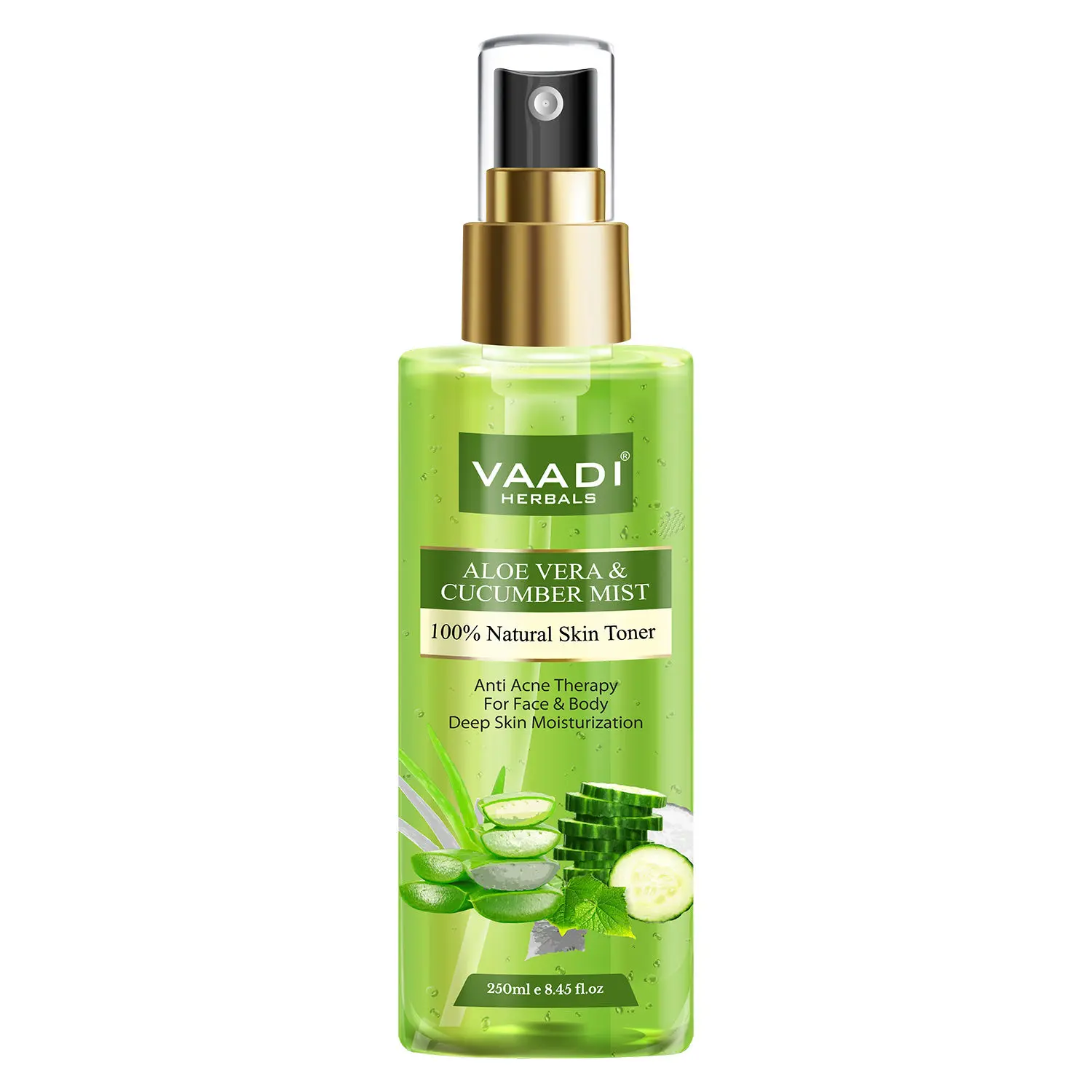 Vaadi Herbals Aloe Vera & Cucumber Mist - 100% Natural Skin Toner (250 ml)