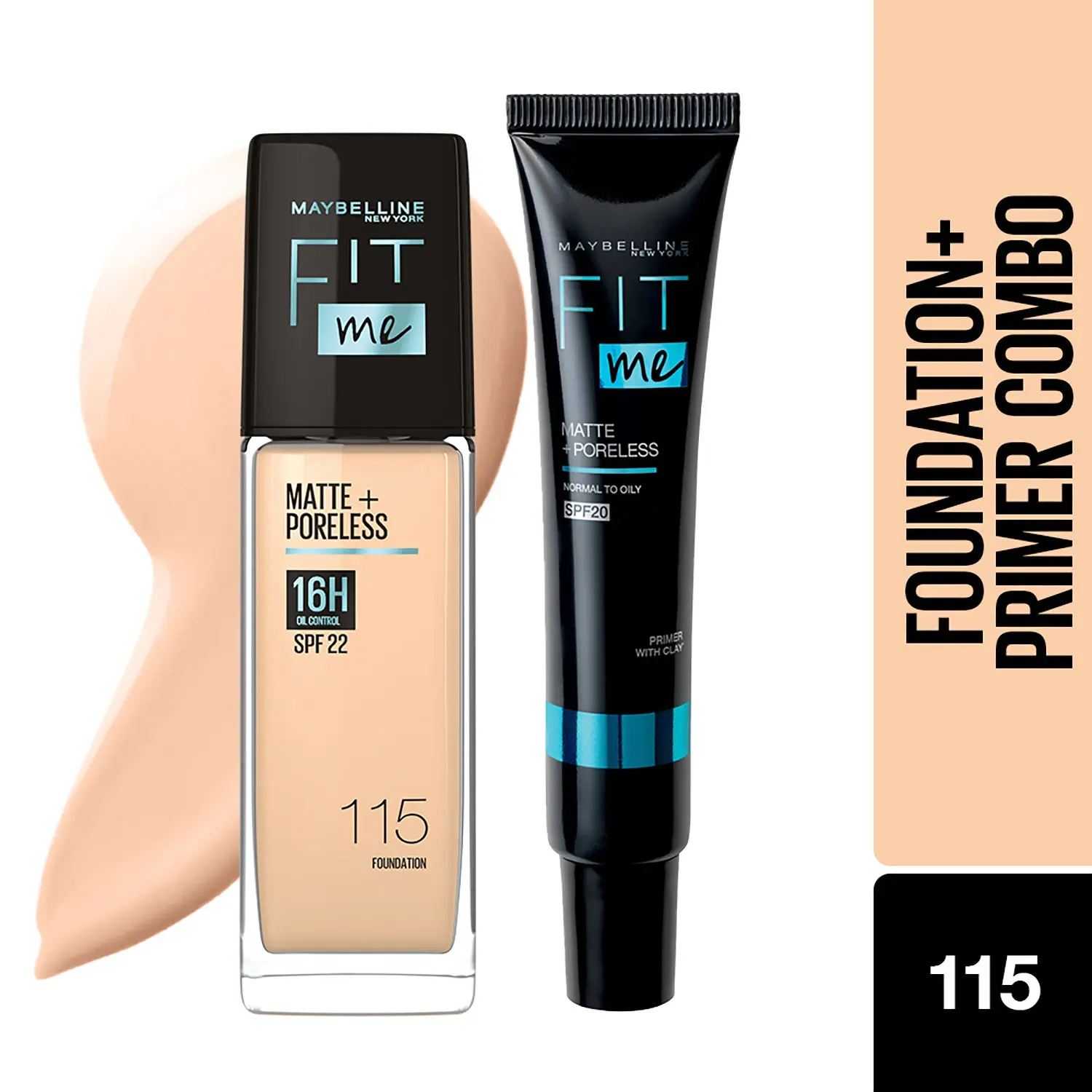 Maybelline New York Fit Me Regime Kit- Fit Me Matte & Poreless Primer+ Fit Me Foundation Shade 115 60 ml