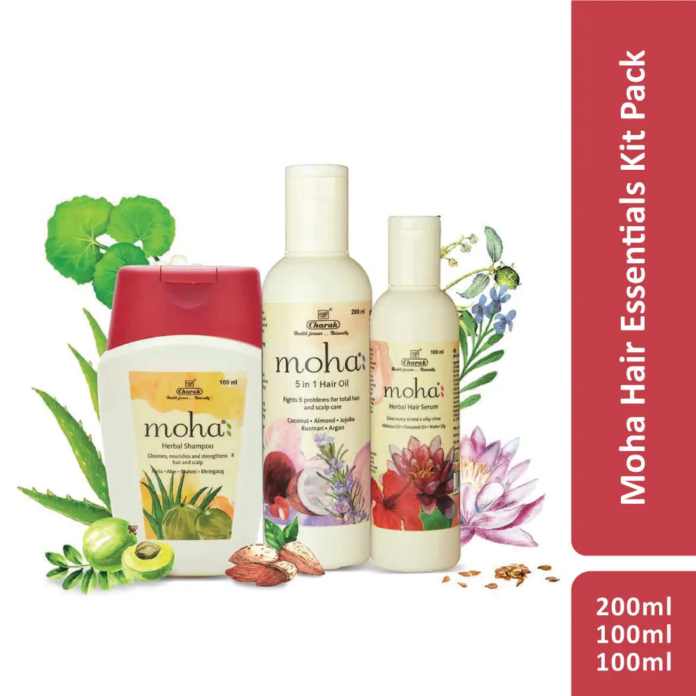 Moha Hair Essentials Kit Pack - Oil+ Serum Shampoo