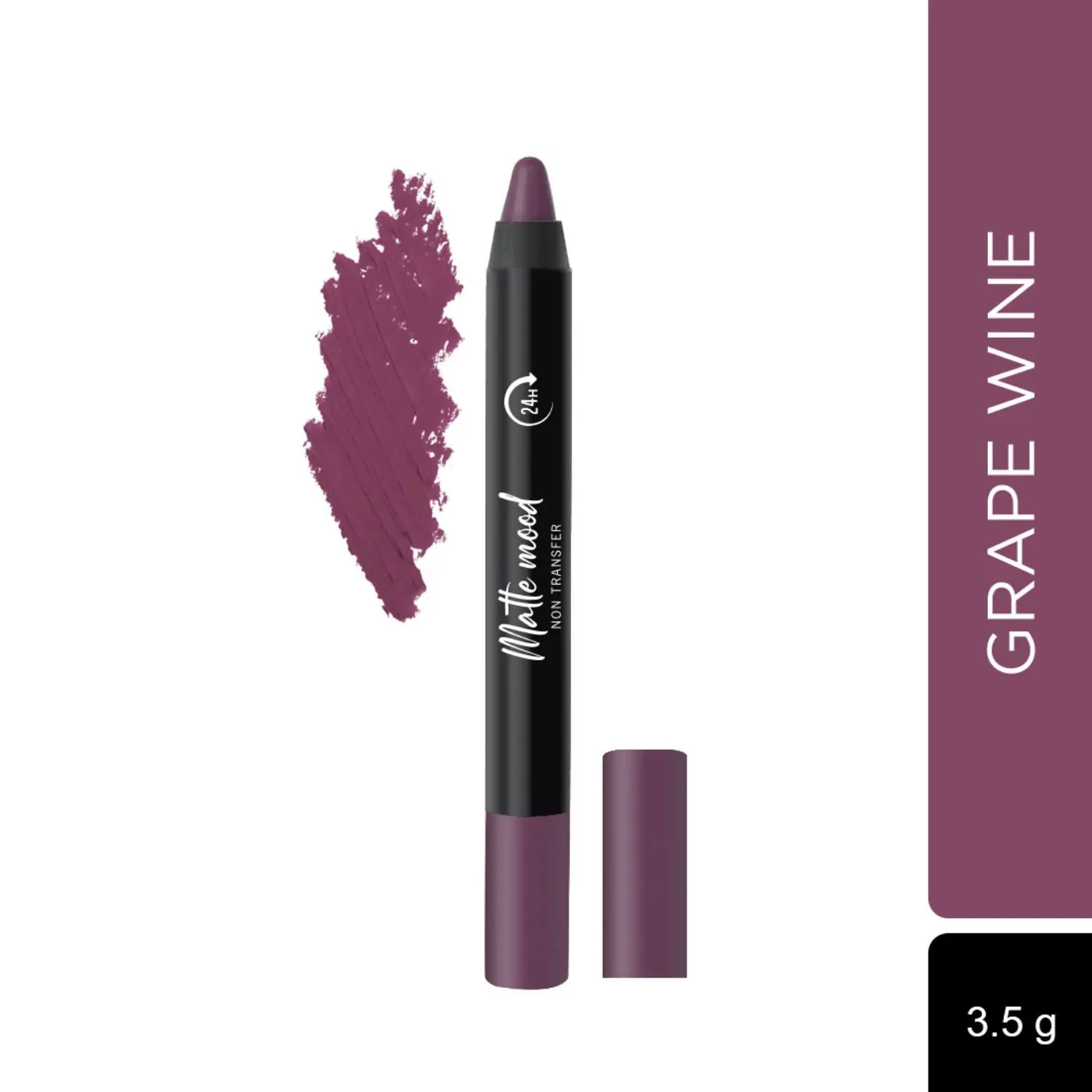 Seven Seas Matte Mood Non Transfer Crayon Lipstick 24Hrs Stay Grape Wine 3.5G