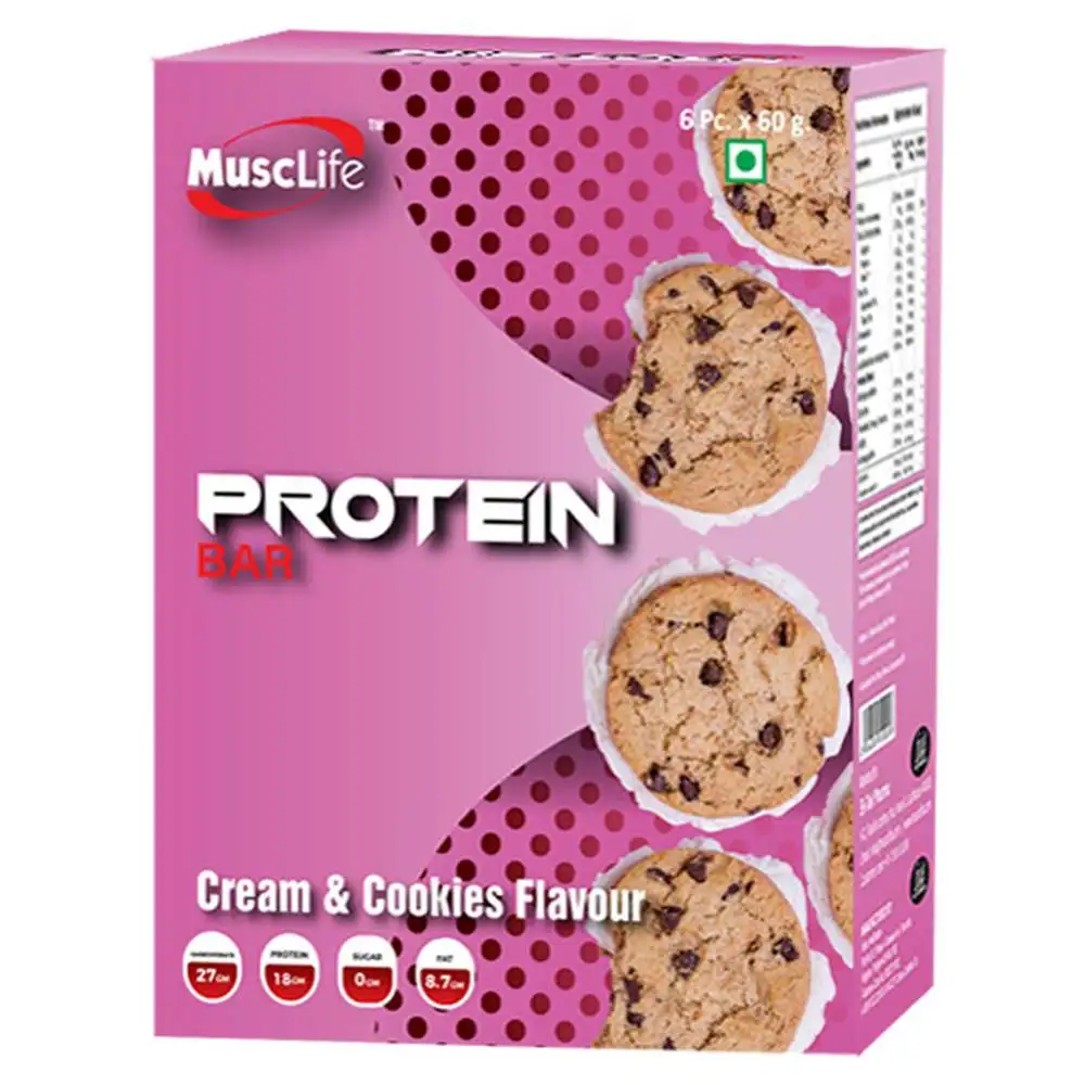 Musclife Protein Bar,  6 Piece(s)/Pack  Cream & Cookie