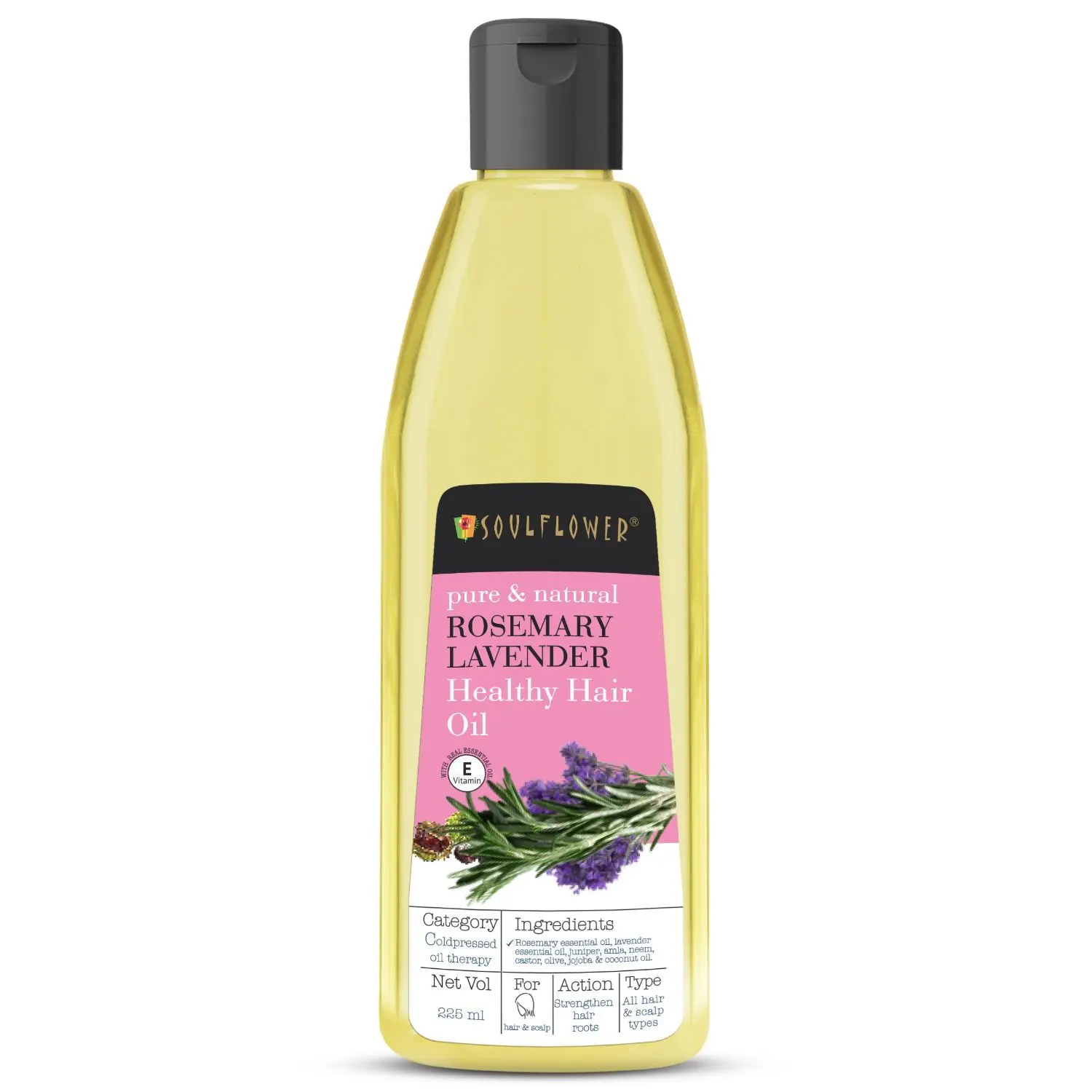 Soulflower Coldpressed Rosemary Lavender Healthy Hair  hair growth formulation,  Pure and Natural, 225ml