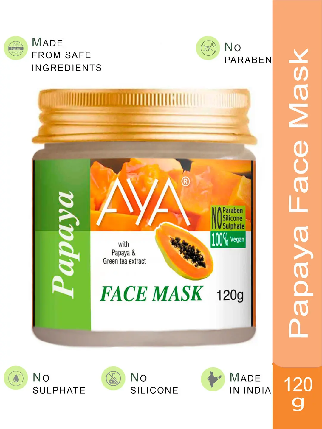 AYA Papaya Face Mask, 120 g | No Paraben, No Silicone, No Sulphate