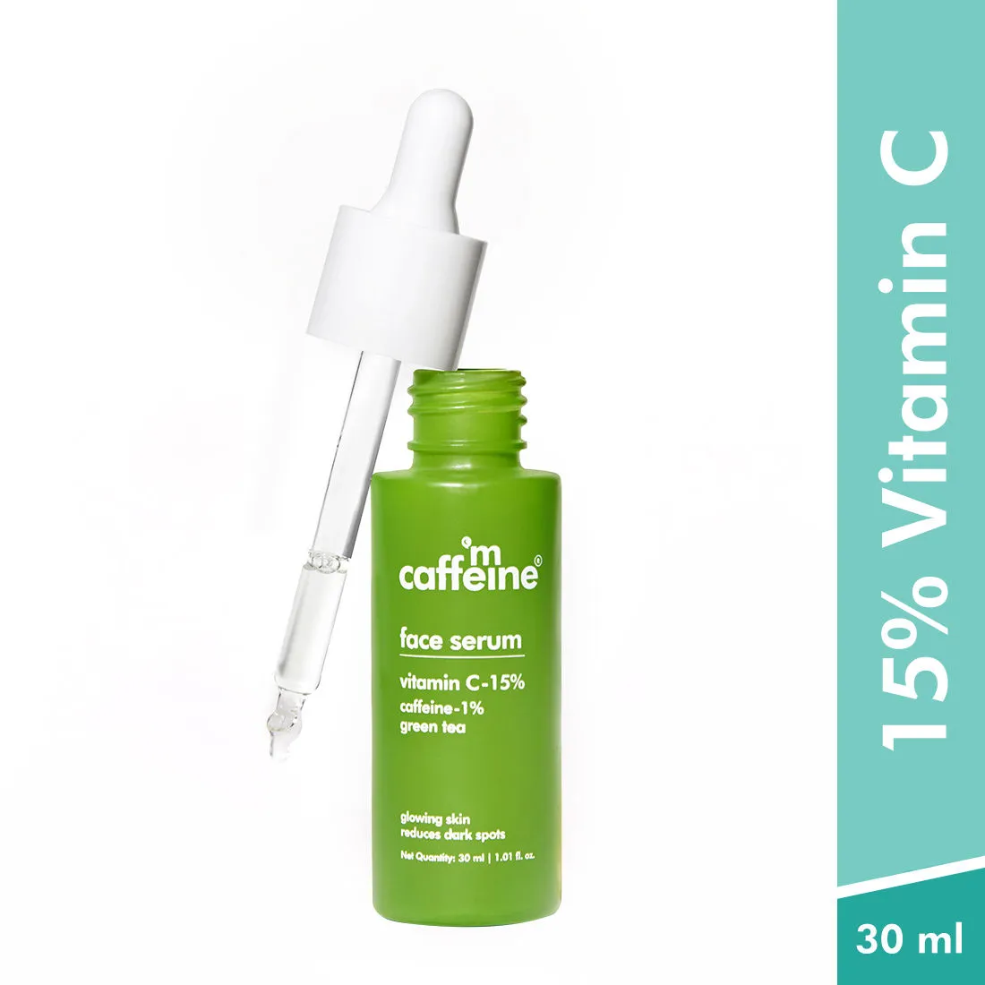 MCaffeine Green Tea & 15% Vitamin C Face Serum for Glowing Skin | Reduces Dark Spots & Depigments