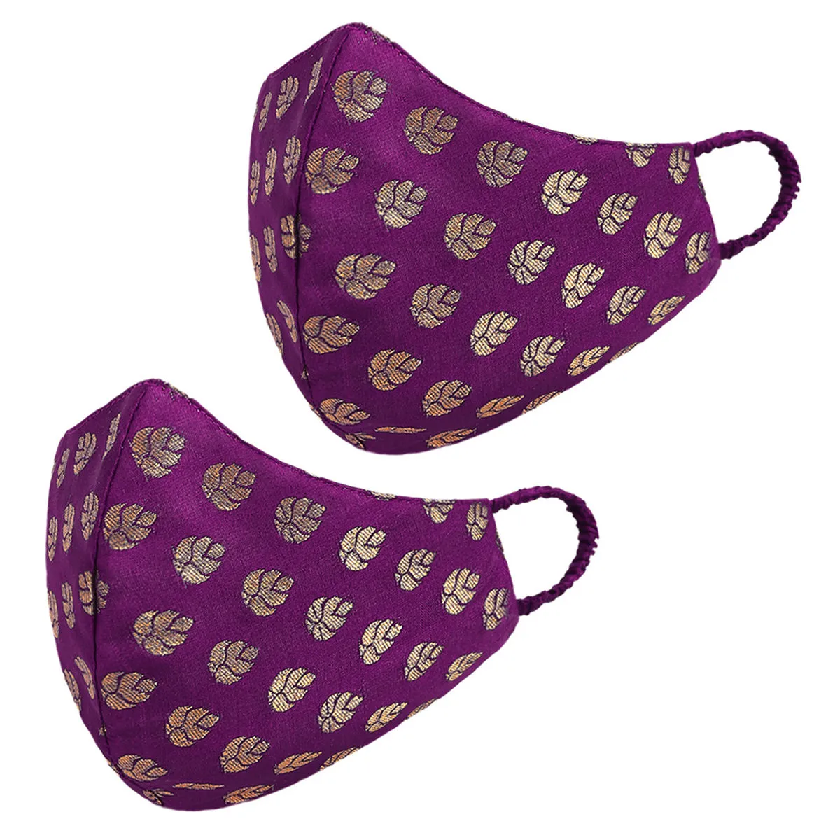 Tossido Festive 3 Ply 100% Pure Chanderi Banarasi Masks Pack Of 2