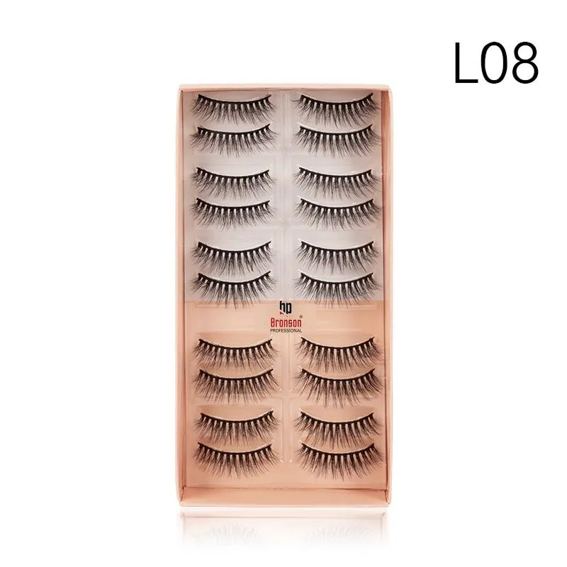 Bronson Professional Eyelash Set 3D False Long And Natural Eye Makeup 10 Pairs - L08