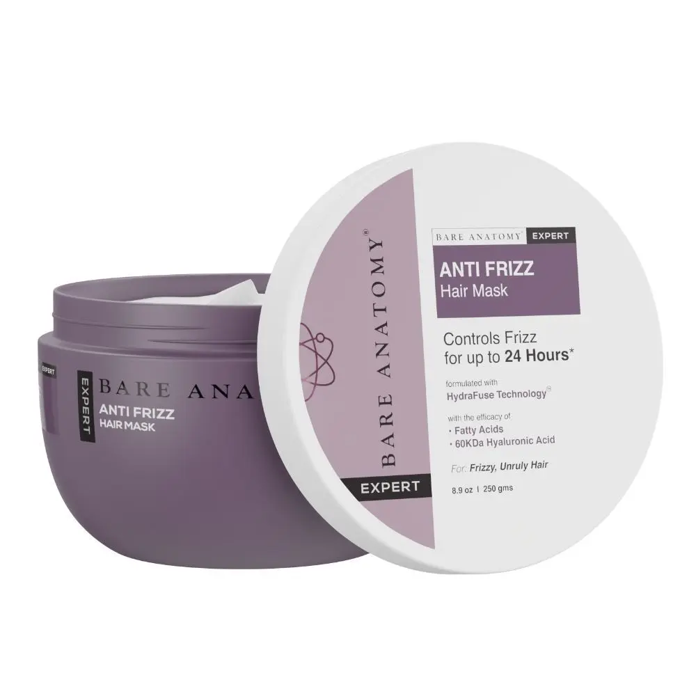 Bare Anatomy Anti-Frizz Hair Mask with Hyaluronic Acid | Adds Shine | Women, Men (250 g)