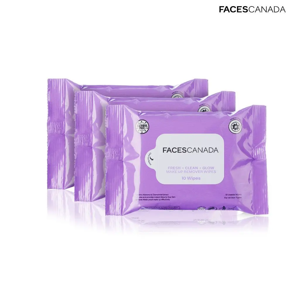 Faces Canada Fresh Clean Glow Makeup Remover Wipes - 10N (Pack of 3)