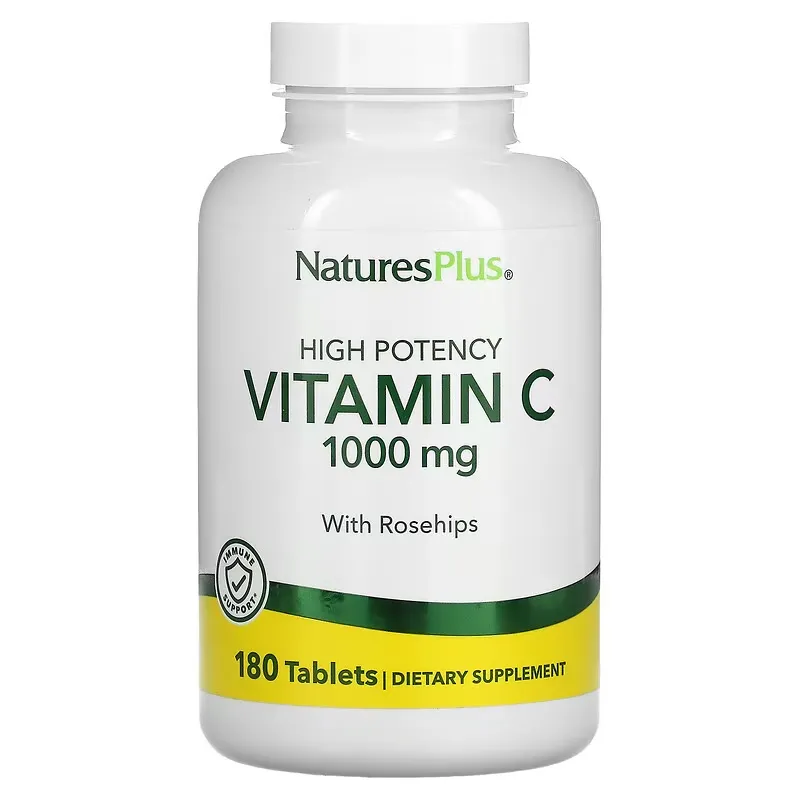 High Potency Vitamin C With Rosehips , 1,000 mg, 180 Tablets