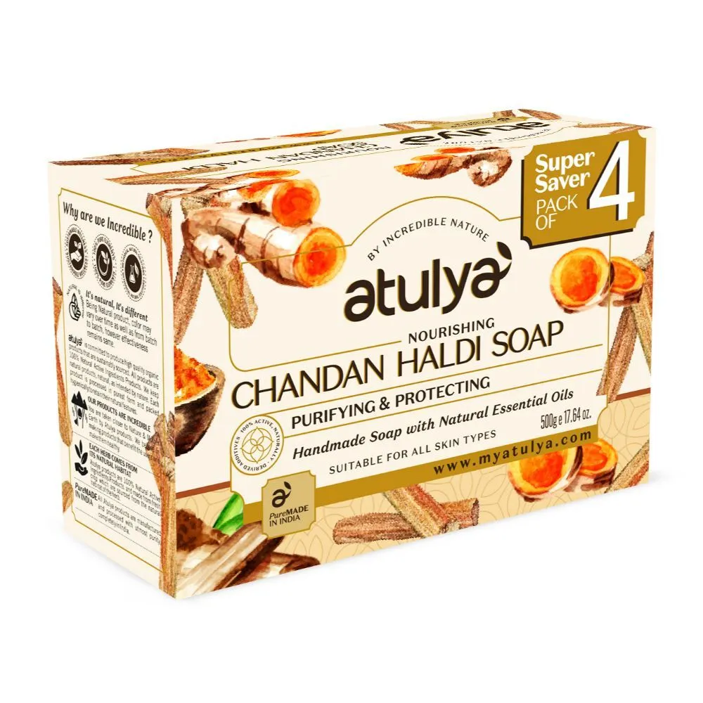 Atulya Nourishing Chandan Haldi Soap (Super Saver Pack Of 4)