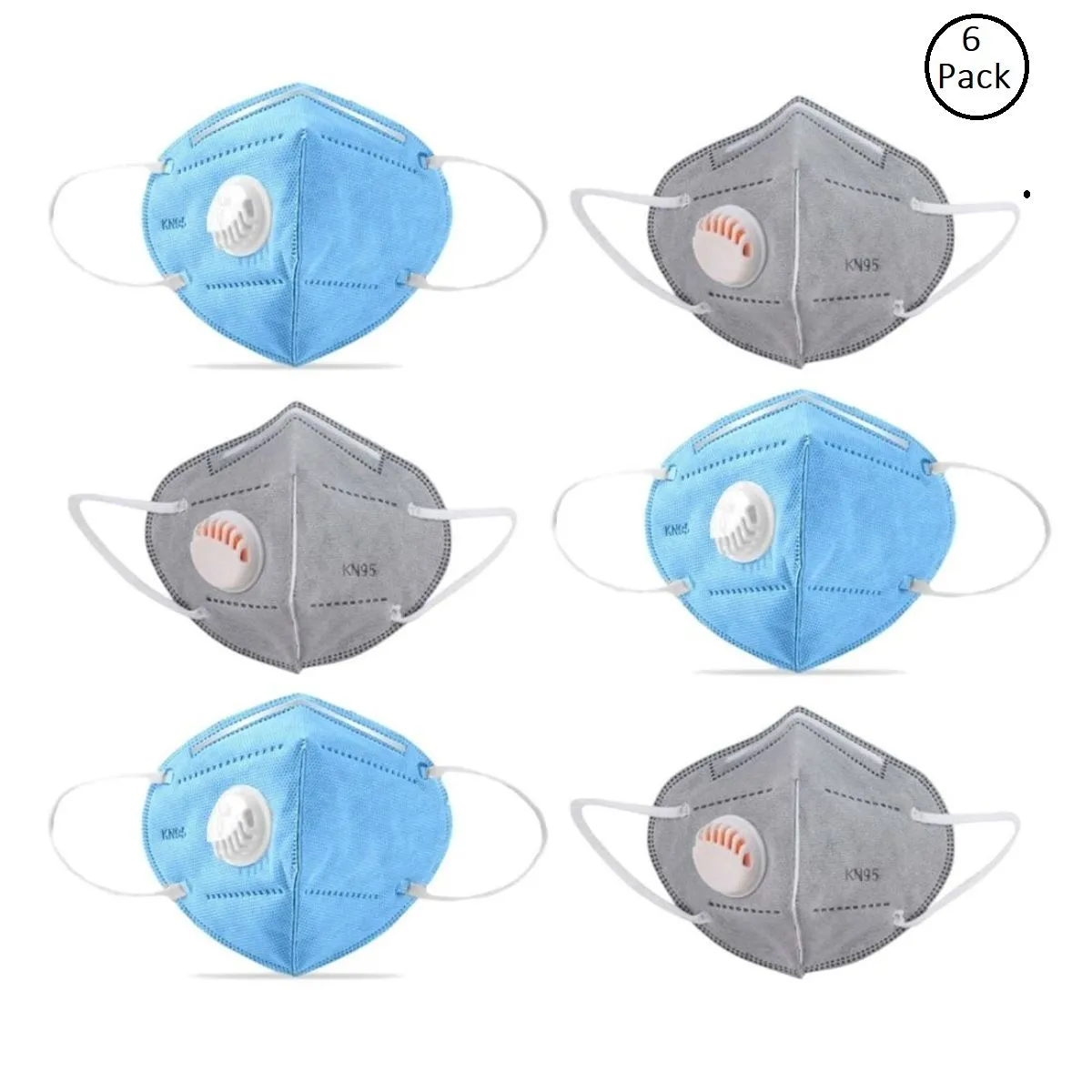 OOMPH Pack of 6 Anti-Pollution Reusable 5 Layer Mask - Blue Grey