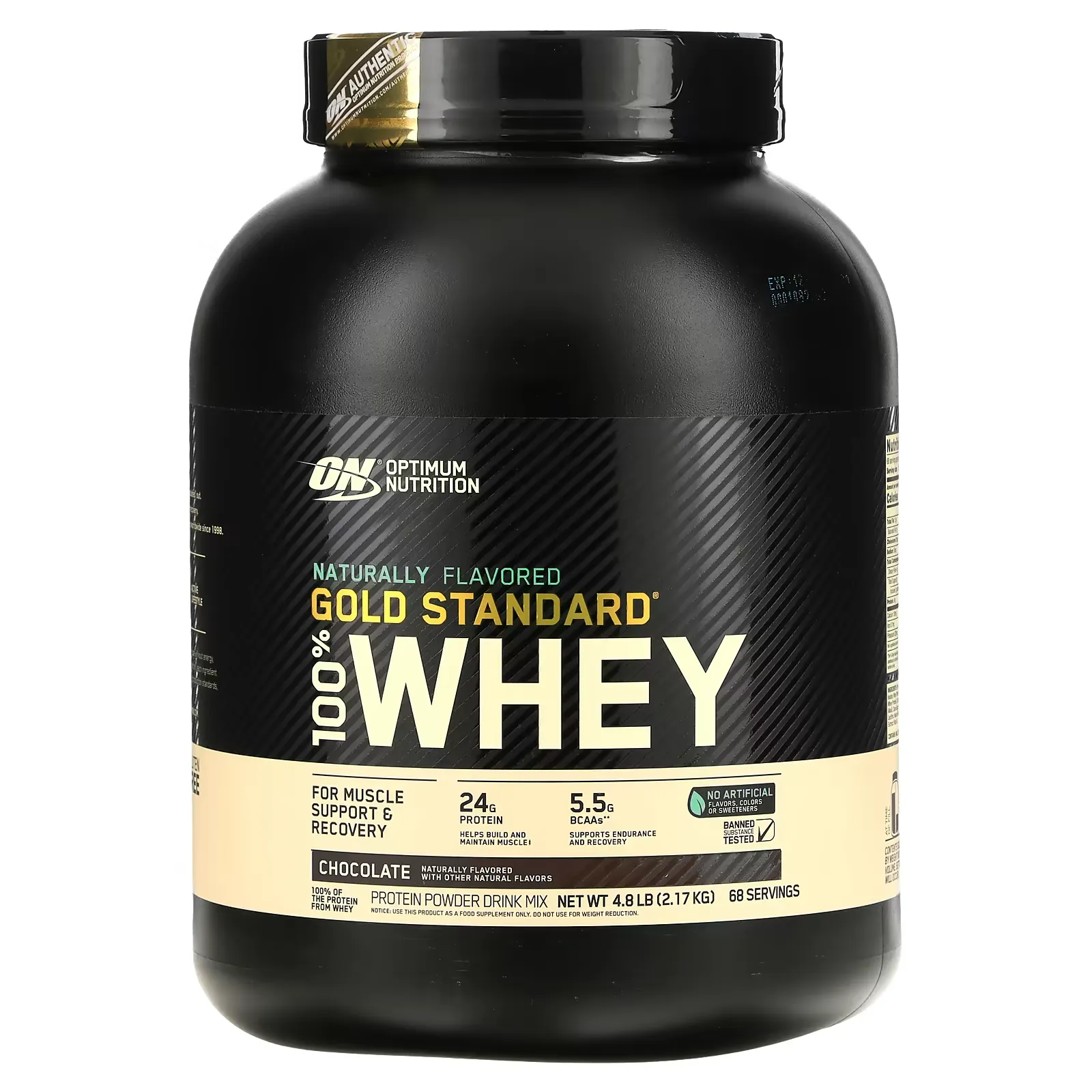 Gold Standard 100% Whey, Naturally Flavored, Chocolate, 4.8 lb (2.17 kg)