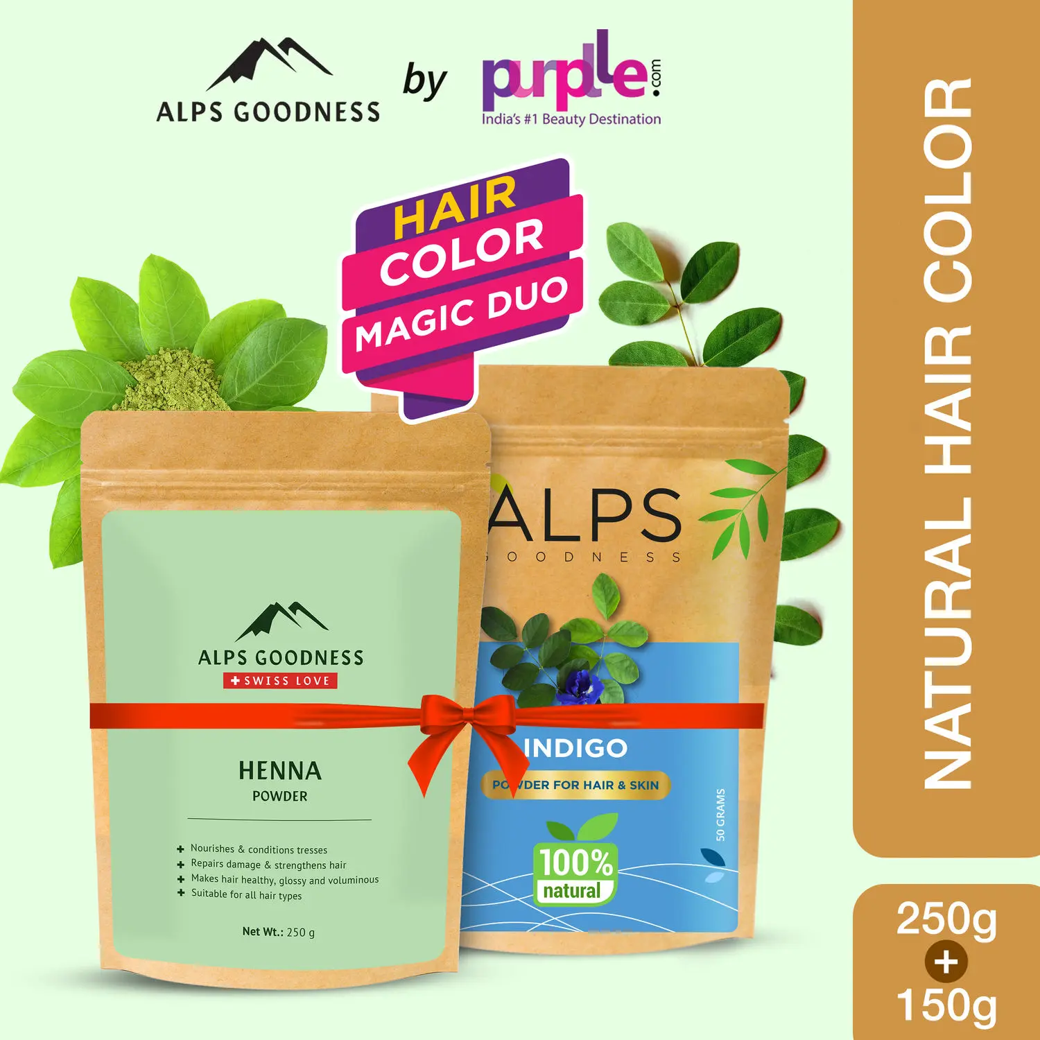 Alps Goodness Natural Hair Color Combo | With Henna and Indigo