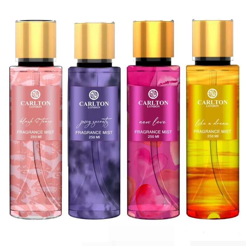 Carlton London Women Body Mist Blush & Tease, Juicy Secrets, Like A Dream & New Love - Set of 4