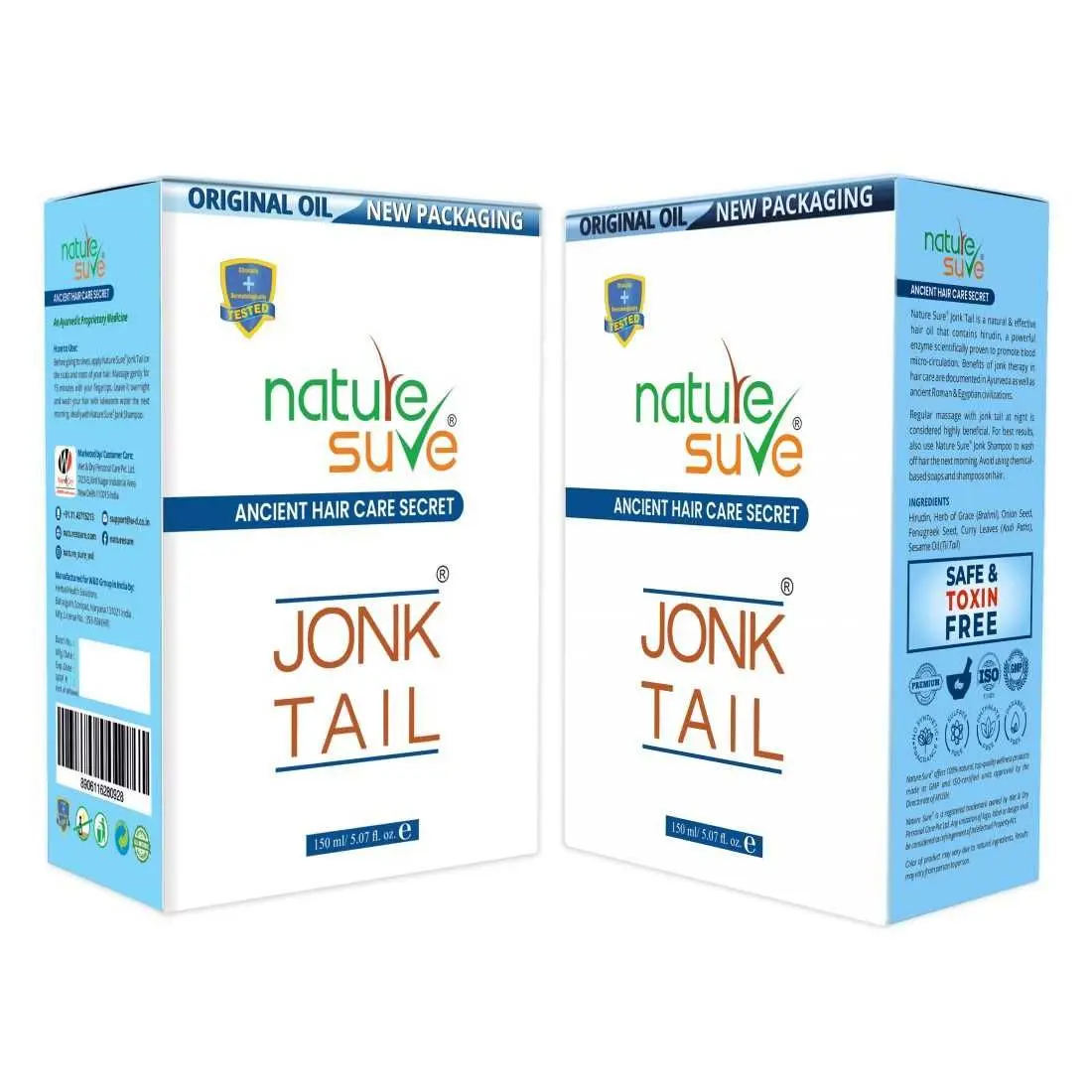 Nature Sure Jonk Tail Hair Oil for Men and Women - 2 Packs (150 ml Each)