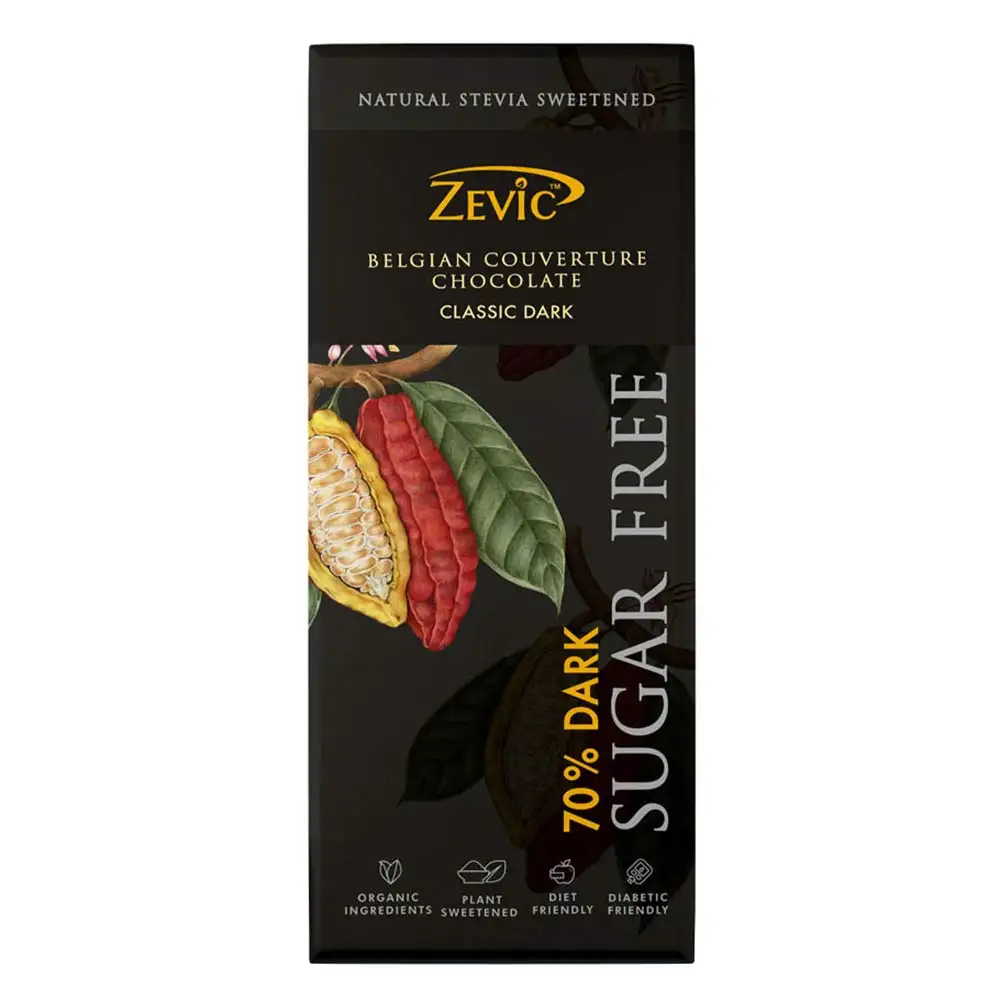 Zevic 70% Dark Chocolate Stevia 40 g,  1 Piece(s)/Pack  Belgian Cocoa