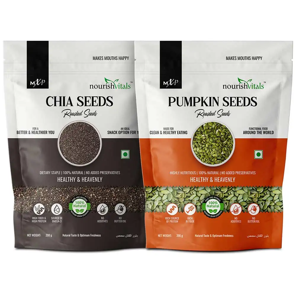 NourishVitals Healthy Munching Combo,  Pumpkin + Chia Roasted Seeds  2 Piece(s)/Pack