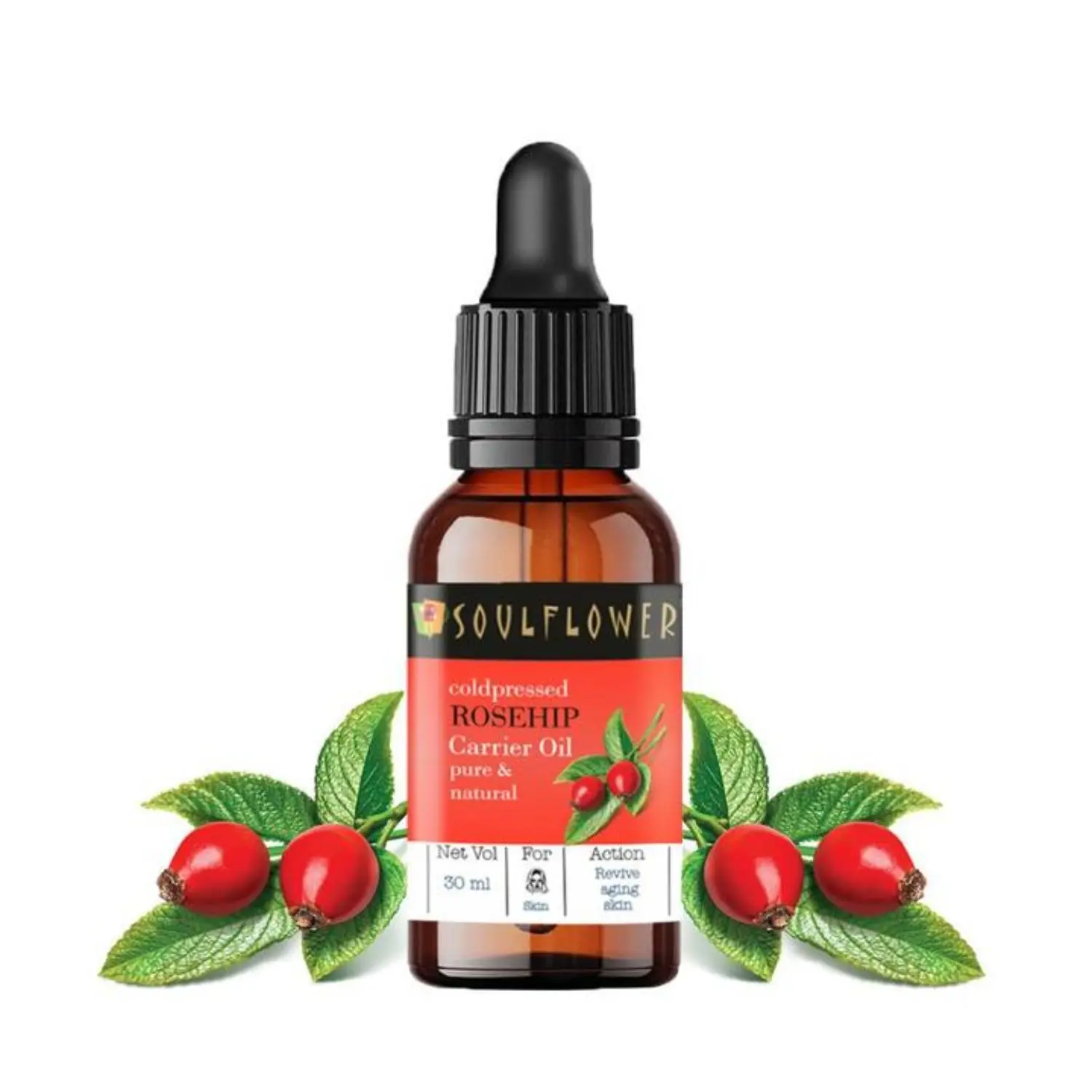 Soulflower Coldpressed Rosehip Hair Oil , 100% Pure and Natural, Traditional Handmade, 30ml