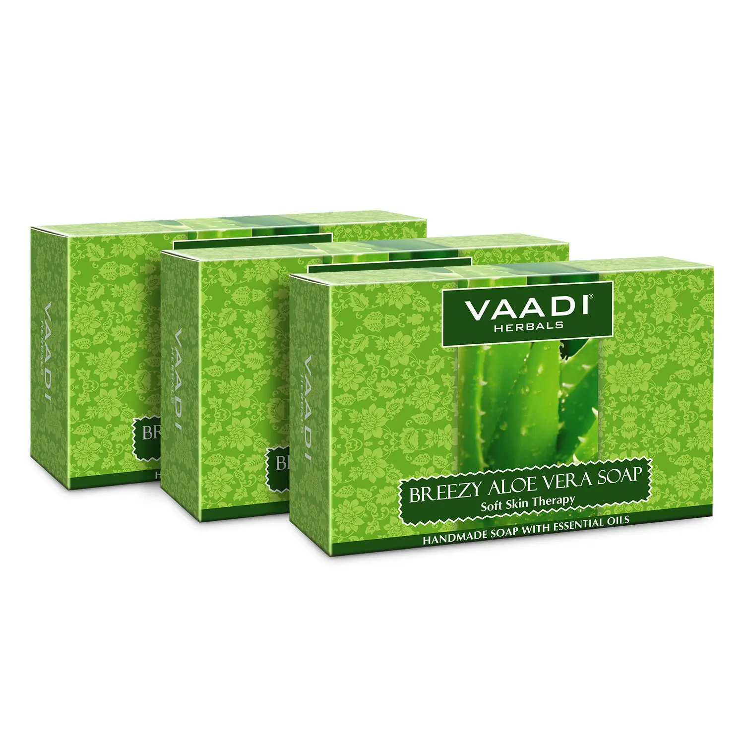 Vaadi Herbals Value Pack Of 3 Breezy Aloe Vera Soap (75 g X 3)