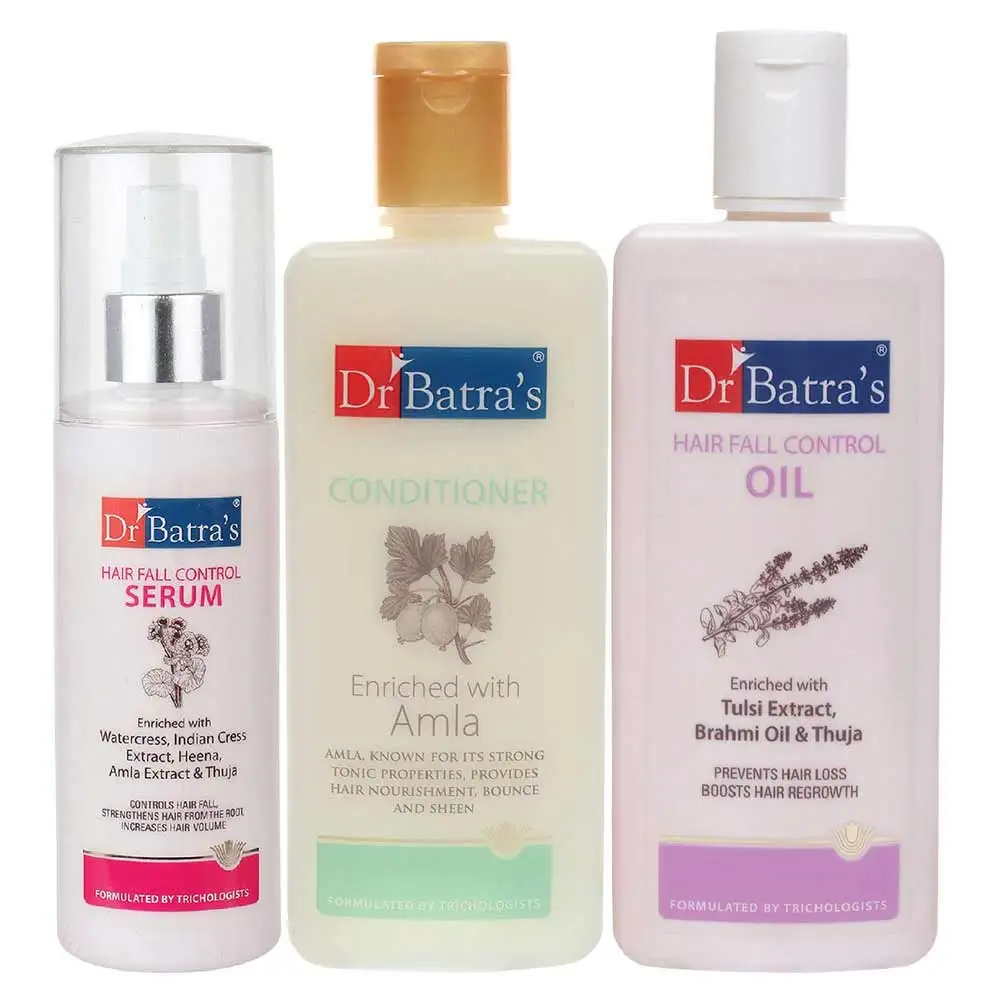 Dr Batra's Hair Fall Control Serum-125 ml, Conditioner - 200 ml & Hair Fall Control Oil- 200 ml Combo,  3 Piece(s)/Pack  Hair Care