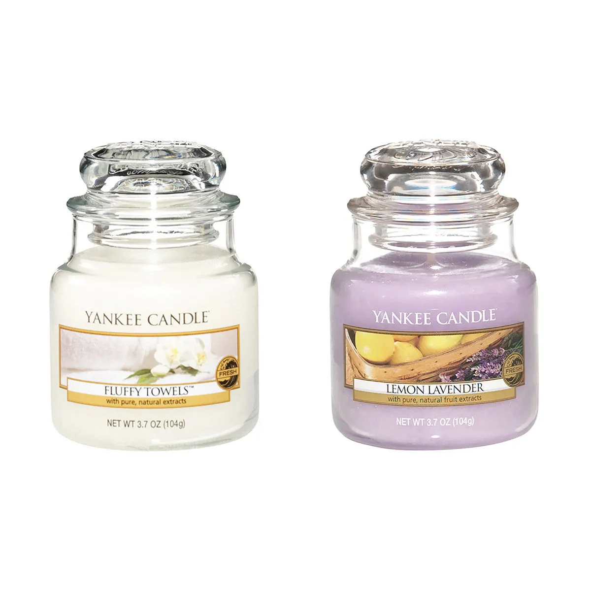 Yankee Candle Classic Jar Scented Candles - Pack of 2 - Fluffy Towels and Lemon Lavender