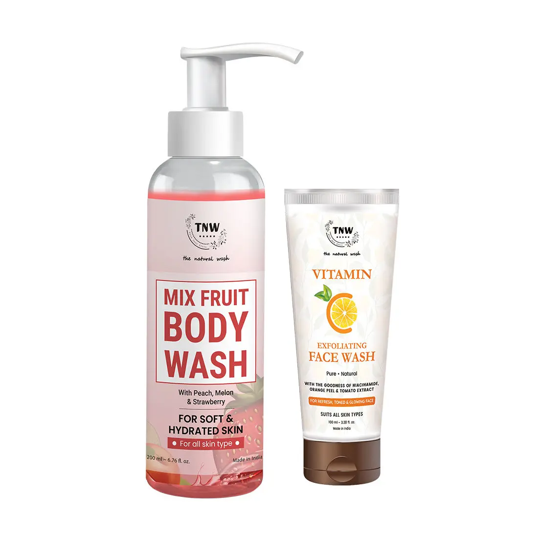 Combo of 2- Mix Fruit Body Wash 200ml + Vitamin C Exfoliating Face Wash 100ml