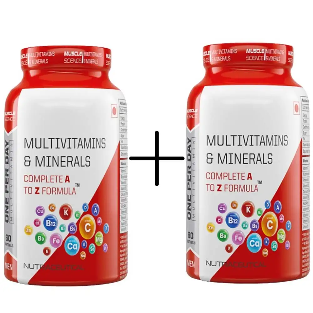 Muscle Science Multivitamins and Minerals for Men,  60 softgels  Buy 1 Get 1 Free