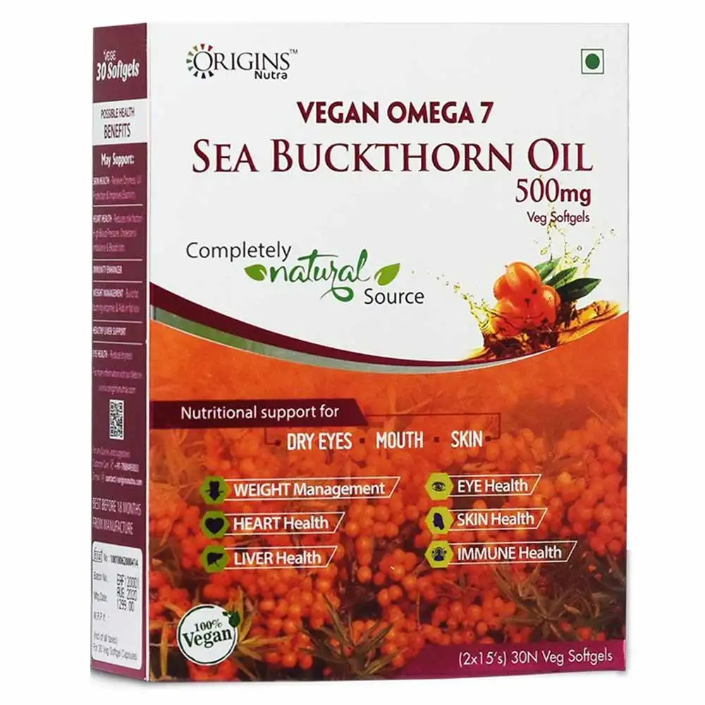 Origins Nutra Vegan Omega 7 Sea Buckthorn Oil 500mg,  30 softgels