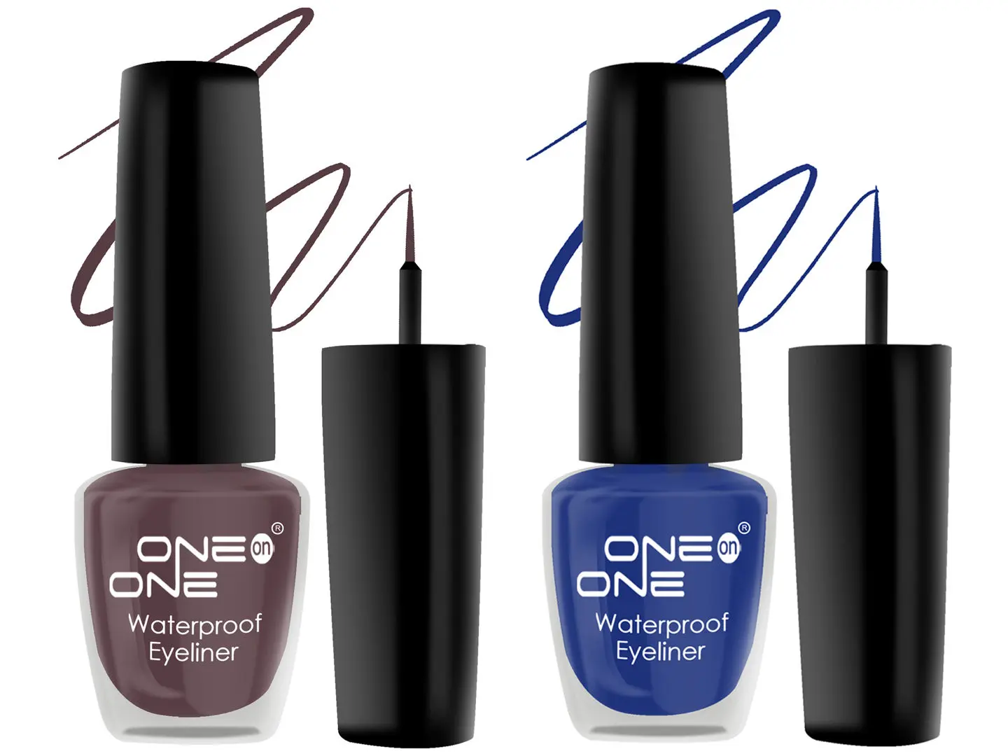 ONE on ONE 24 Hrs Long Lasting & Waterproof Eyeliner, Set of 2 Metallic Blue and Matte Brown