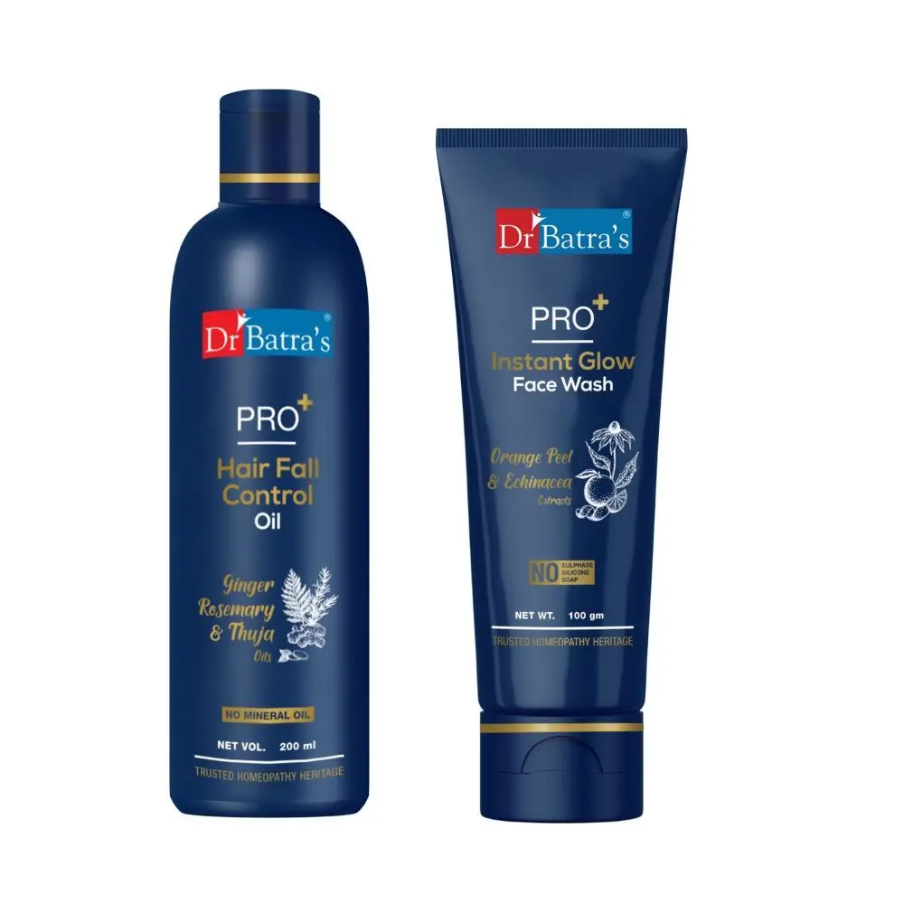 Dr Batra's PRO+ Hair Fall Control Oil -200ml and PRO+Instant Glow Face Wash-100 g