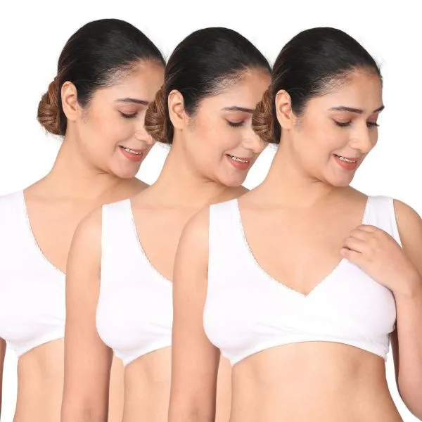 Morph Maternity Pack Of 3 Leak-Proof Sleep Nursing Bras - White (L)