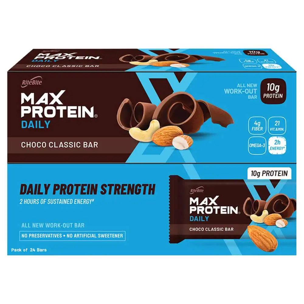 RiteBite Max Protein Daily Bar (10g Protein),  24 bar(s)  Choco Classic