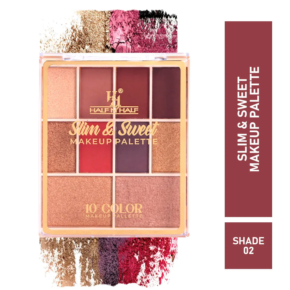 Half N Half 10 Shades Eyeshadow Baked Highlighter Blush Makeup Palette Long Lasting Waterproof Blendable, Multicolour-2 (11.5g)