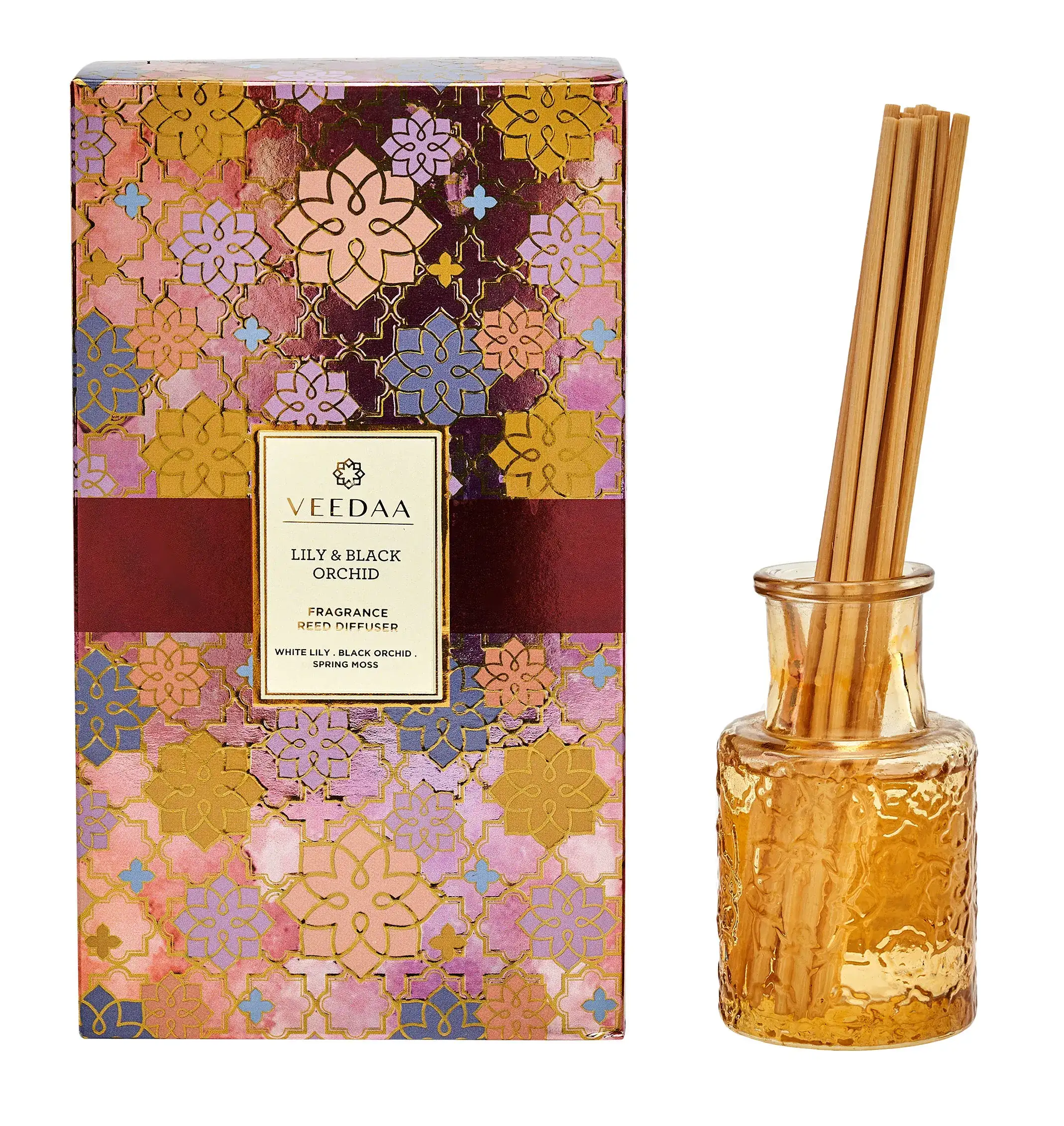 Veedaa Lily & Black Orchid Fragrance Reed Diffuser In Champagne Glass