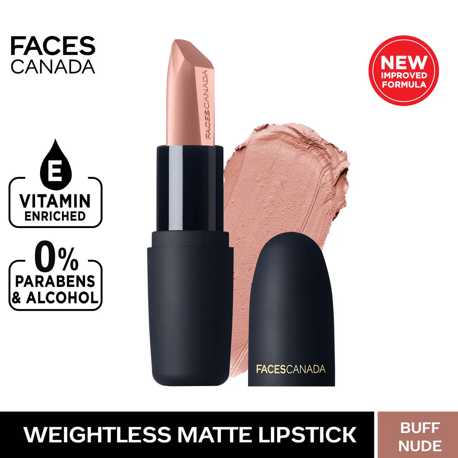 Faces Canada Weightless Matte Lipstick |Jojoba and Almond Oil | Highly pigmented | Smooth One Stroke Color | Keeps Lips Moisturized | Buff Nude 4.5 gm