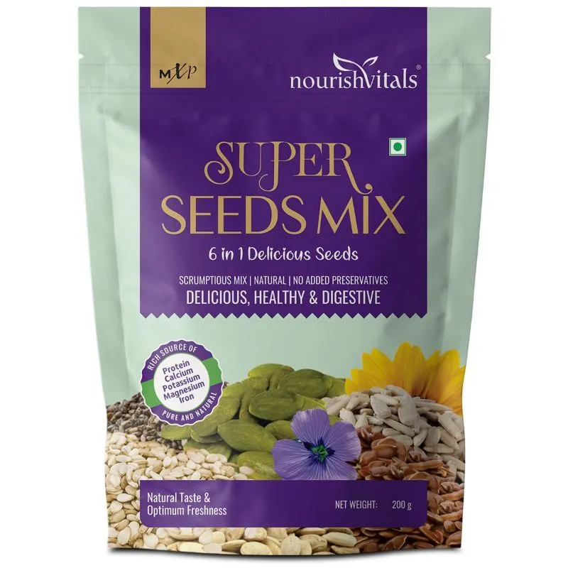 Nourish Vitals Super Seeds Mix 6 In 1 Delicious Seeds Scrumptious Mix - Natural